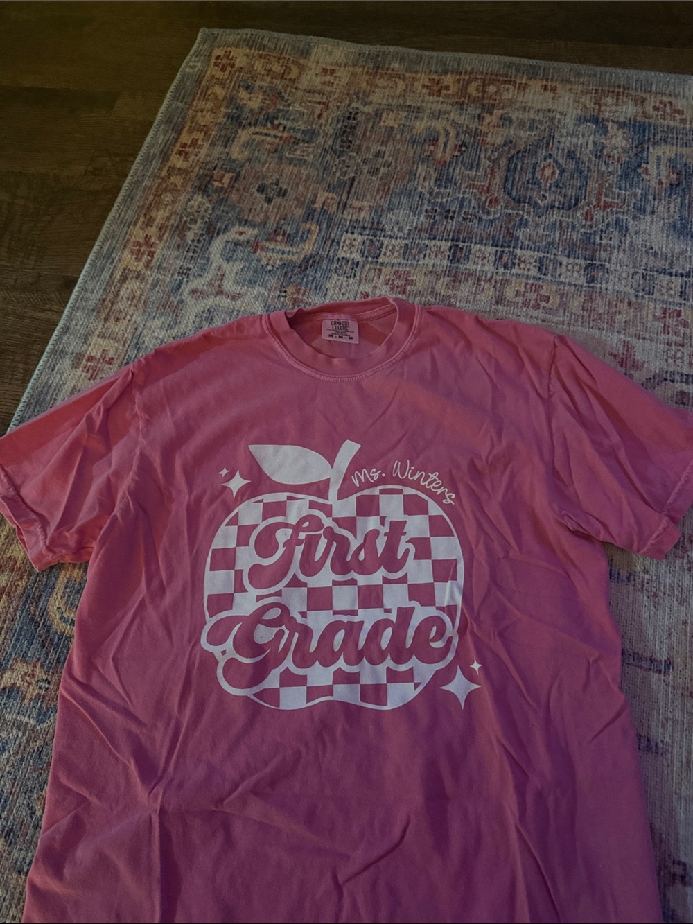 Pink "First Grade" Ms. Winters Teacher Shirt
